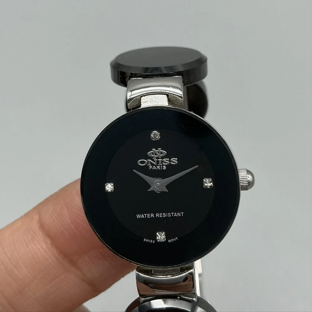 Oniss ON034-L Womens Watch 22mm Black Dial Ceramic Swiss in Box New Battery 6.5